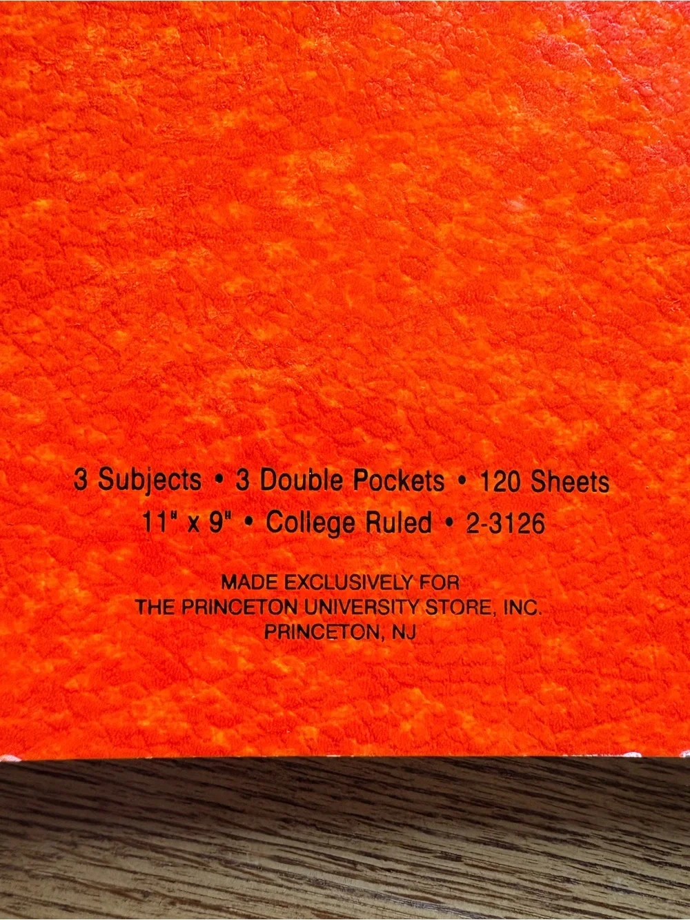 Vintage Princeton Spiral College- Ruled 3 Subject Notebook in Orange- Top Flight